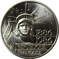 france franc silver statue liberty